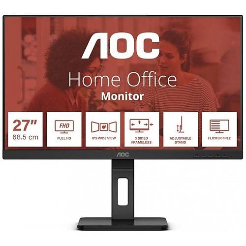 Aoc 27E3QAF 27 inch 1920x1080 4ms 75Hz MM VGA HDMI DP IPS FHD Siyah Pivot Monit�r