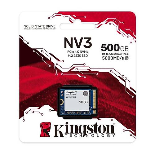 Kingston SNV3SM3/500G NV3 500GB 5000-3000Mb/s PCIE GEn4 M.2 NVME 22x30 SSD Harddisk