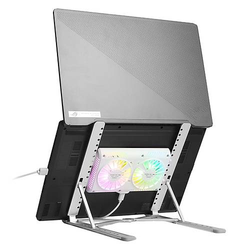 Tx TXACNBPS02 11-15.6 nch 2 RGB Fan l 8x Ykseklik Ayarl Alminyum Katalabilir Notebook Soutucusu
