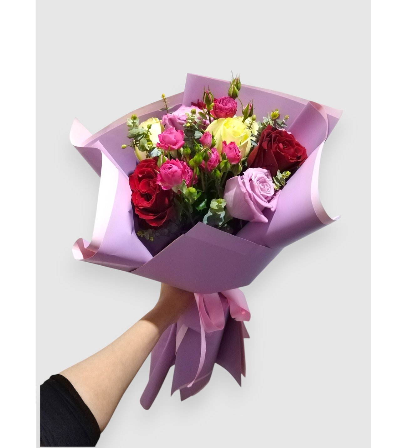 BITKI TASARIMI Lila Bukette Lila, Pembe, Beyaz ve Kırmızı Güller
