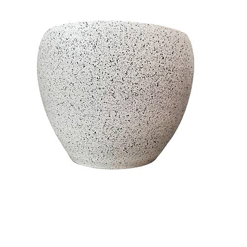 Bitki Tasarımı Beyaz Granit Toprak Saksı Saksılık Salon Çiçeklik - 15 CM