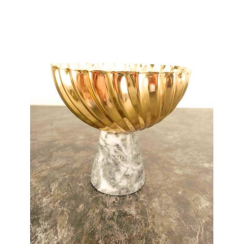 Bitki Tasarımı İthal Gri Mermer Ayaklı Gold Dövme Demirli Saksı Saksılık Dekoratif Aksesuar