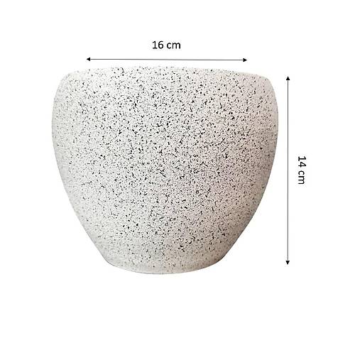 Bitki Tasarımı Beyaz Granit Toprak Saksı Saksılık Salon Çiçeklik - 15 CM