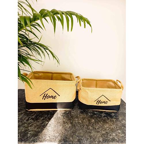Bitki Tasarımı Home Jüt Hasır Ev Düzenleyici Mutfak Banyo Salon Sepeti Katlanır Sıvı Korumalı İkili Set B-O