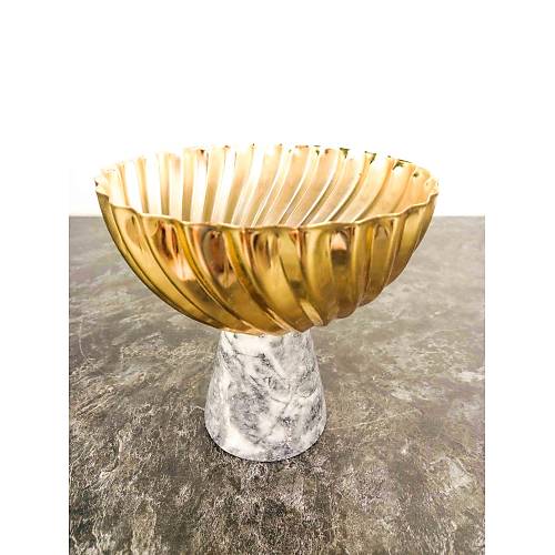 Bitki Tasarımı İthal Gri Mermer Ayaklı Gold Dövme Demirli Saksı Saksılık Dekoratif Aksesuar