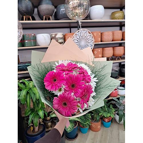 Fu�ya Gerbera ve Papatya Buketi