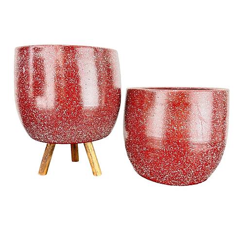 Bitki Tasarm Bordo Granit Toprak Saks Sakslk Salon ieklik kili Set Ayaksz - 3 Ayakl- 19 CM