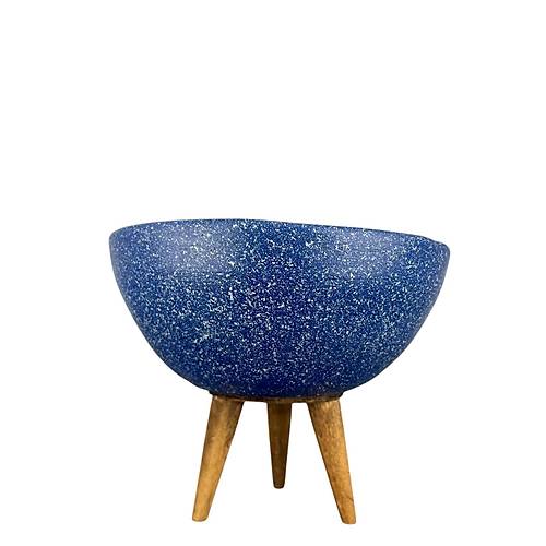 Bitki Tasarm Ev Dekorasyon Lacivert Granit Aranjman Sunumluk Toprak Saks 3 Ayakl 20 Cm ap