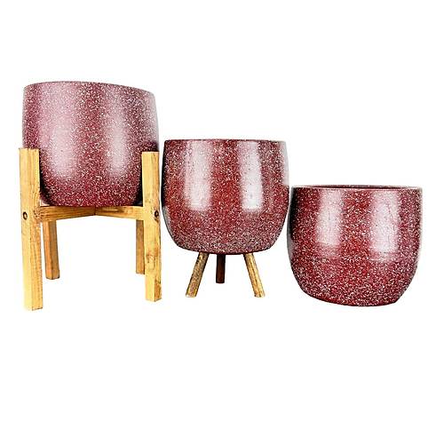 Bitki Tasarm  Bordo Granit Toprak Saks Sakslk Salon ieklik l Set- 19 CM