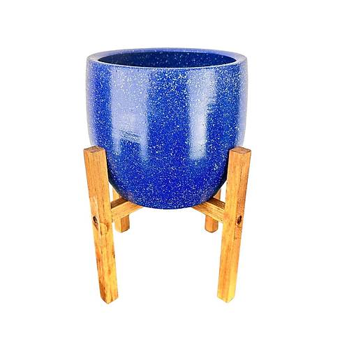 Bitki Tasarm Lacivert Granit Toprak Saks Sakslk Salon ieklik 4 Ayakl - 19 CM