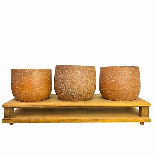 Bitki Tasar�m� Ev dekorasyon Aksesuar Kahverengi Granit Efektli D�z Toprak Saks� ��l� Ah�ap Tabanl� �i�eklik Saks� Saks�l�k