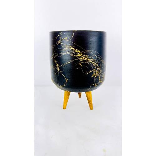 Bitki Tasarm Siyah zeri Gold Keskin Hatl Toprak Saks Sakslk 15 cm 3 Ayakl