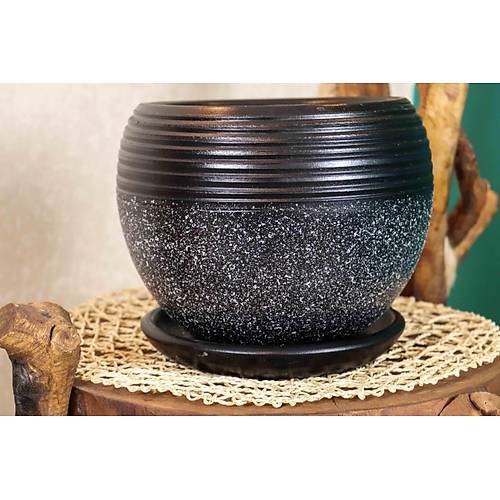 Bitki Tasarm Siyah Granit Kp Tabakl Terracota Toprak Saks Sakslk Salon ieklik Byk Boy