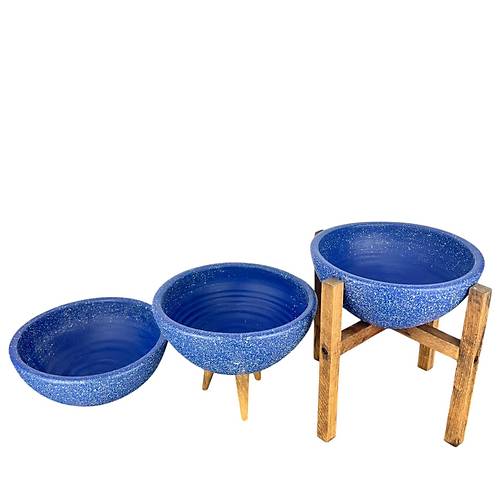 Bitki Tasarm Ev Dekorasyon Lacivert Granit Aranjman Sunumluk Toprak Saks l Set 20 Cm ap