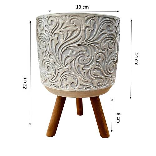 Bitki Tasar�m� Ev dekorasyon Bej �i�ek Desen Ayakl� Beton Saks� �i�eklik Saks�l�k