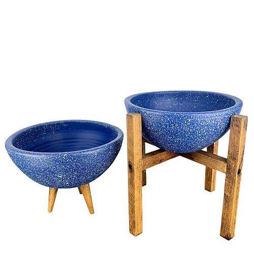 Bitki Tasarm Ev Dekorasyon Lacivert Granit Aranjman Sunumluk Toprak Saks 3-4 Ayakl kili Set 20 Cm ap
