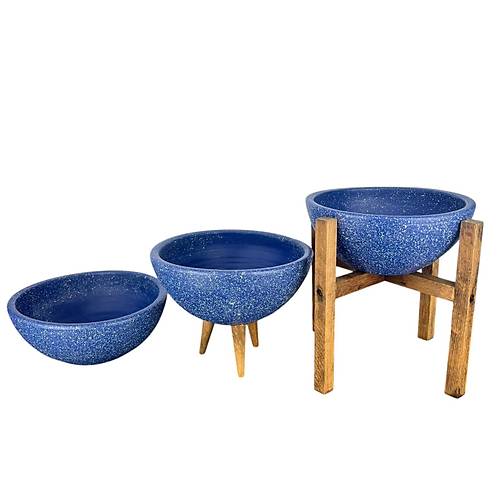 Bitki Tasarm Ev Dekorasyon Lacivert Granit Aranjman Sunumluk Toprak Saks l Set 20 Cm ap