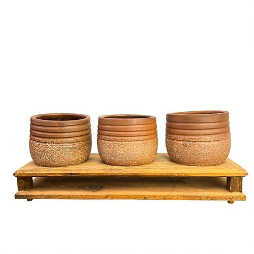 Bitki Tasar�m� Ev dekorasyon Aksesuar Kahverengi Granit Efektli �izgili Toprak Saks� ��l� Ah�ap Tabanl� �i�eklik Saks� Saks�l�k