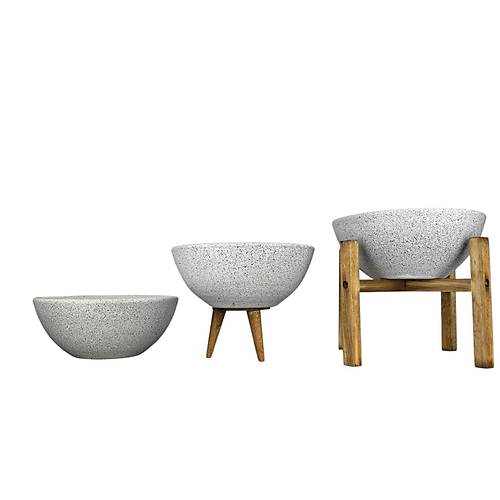 Bitki Tasarm Ev Dekorasyon Beyaz Granit Aranjman Sunumluk Toprak Saks l Set 20 Cm ap