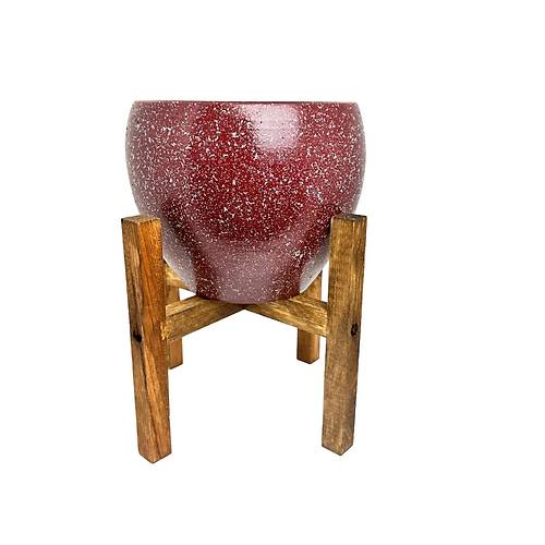 Bitki Tasarm Bordo Granit Toprak Saks Sakslk Salon ieklik 4 Ayakl - 15 CM