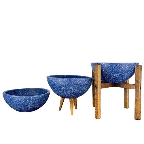 Bitki Tasarm Ev Dekorasyon Lacivert Granit Aranjman Sunumluk Toprak Saks l Set 20 Cm ap