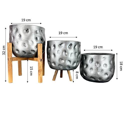 Bitki Tasarm Ev Dekorasyon Aksesuar Gm Desenli Toprak Saks Sakslk Salon ieklik l Set 19 CM