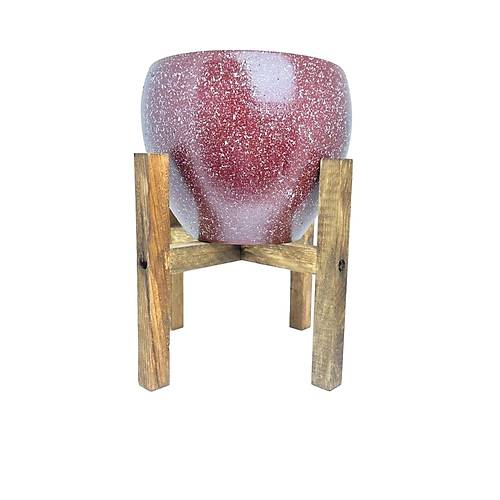Bitki Tasarm Bordo Granit Toprak Saks Sakslk Salon ieklik 4 Ayakl - 15 CM