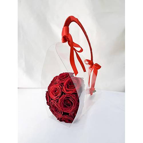 �effaf Ta��ma �antas�nda K�rm�z� G�l Buketi