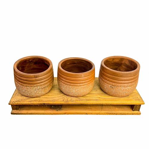 Bitki Tasar�m� Ev dekorasyon Aksesuar Kahverengi Granit Efektli �izgili Toprak Saks� ��l� Ah�ap Tabanl� �i�eklik Saks� Saks�l�k