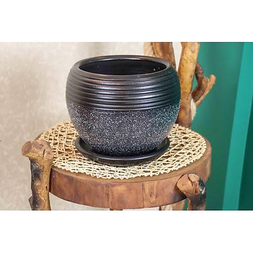 Bitki Tasarm Siyah Granit Kp Tabakl Terracota Toprak Saks Sakslk Salon ieklik Byk Boy