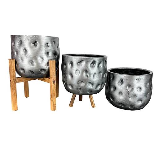 Bitki Tasarm Ev Dekorasyon Aksesuar Gm Desenli Toprak Saks Sakslk Salon ieklik l Set 19 CM