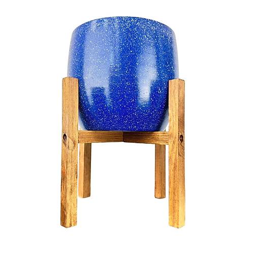Bitki Tasarm Lacivert Granit Toprak Saks Sakslk Salon ieklik 4 Ayakl - 19 CM