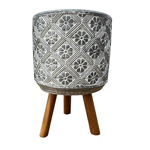 Bitki Tasar�m� Ev dekorasyon Gri Yonca Ayakl� Beton Saks� �i�eklik Saks�l�k