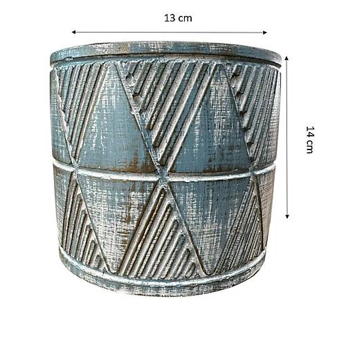 Bitki Tasar�m� Ev dekorasyon Mavi Eskitme Piramit Beton Saks� �i�eklik Saks�l�k