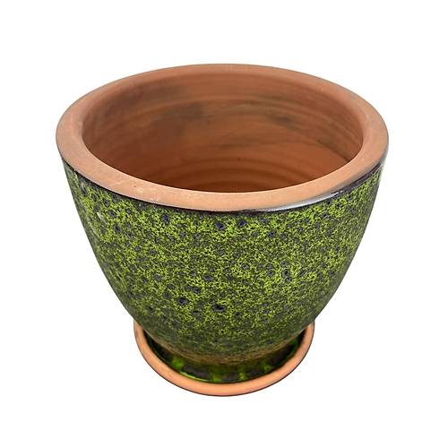 Bitki Tasar�m� Solina Ye�il �ekilli �ift S�rl� �� ve D�� Mekan Kullan�ml� Toprak Terrakota Tabakl� Saks�  