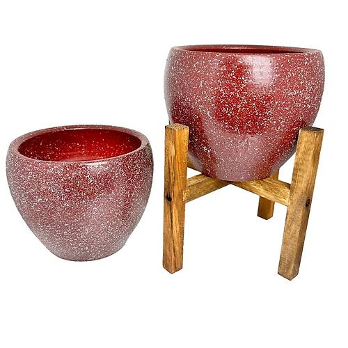Bitki Tasarm Bordo Granit Toprak Saks Sakslk Salon ieklik kili Set Ayaksz - 4 Ayakl- 15 CM