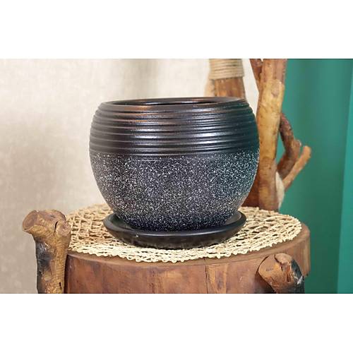 Bitki Tasarm Siyah Granit Kp Tabakl Terracota Toprak Saks Sakslk Salon ieklik Byk Boy