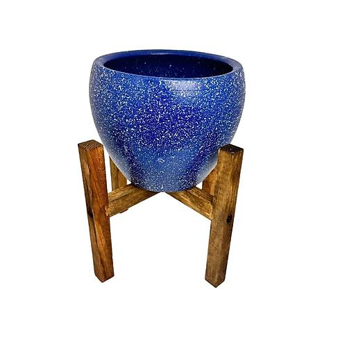 Bitki Tasarm Lacivert Granit Toprak Saks Sakslk Salon ieklik 4 Ayakl - 15 CM