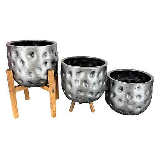 Bitki Tasarm Ev Dekorasyon Aksesuar Gm Desenli Toprak Saks Sakslk Salon ieklik l Set 19 CM