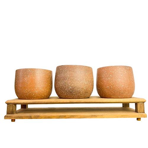 Bitki Tasar�m� Ev dekorasyon Aksesuar Kahverengi Granit Efektli D�z Toprak Saks� ��l� Ah�ap Tabanl� �i�eklik Saks� Saks�l�k