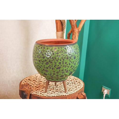 Bitki Tasar�m� Ye�il �ekilli Artistik �ift S�rl� �� ve D�� Mekan Kullan�ml� Ayakl� Toprak Terakota Saks� Saks�l�k �i�eklik