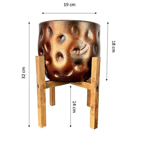 Bitki Tasarm Ev Dekorasyon Aksesuar Bakr Desenli Toprak Saks Sakslk Salon ieklik 4 Ayakl 19 CM
