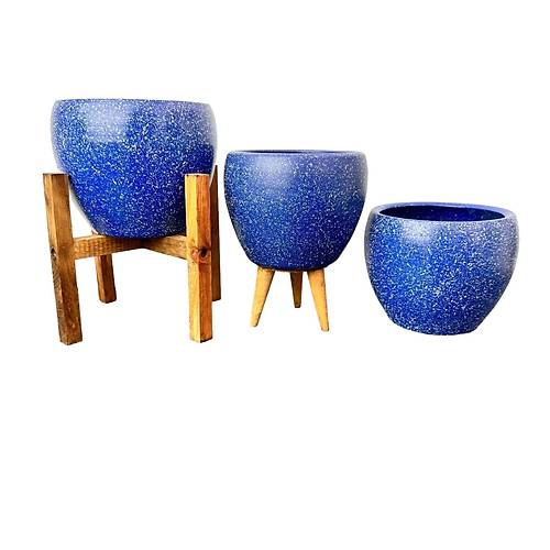 Bitki Tasarm Lacivert Granit Toprak Saks Sakslk Salon ieklik l Set - 15 CM