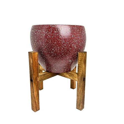 Bitki Tasarm Bordo Granit Toprak Saks Sakslk Salon ieklik 4 Ayakl - 15 CM