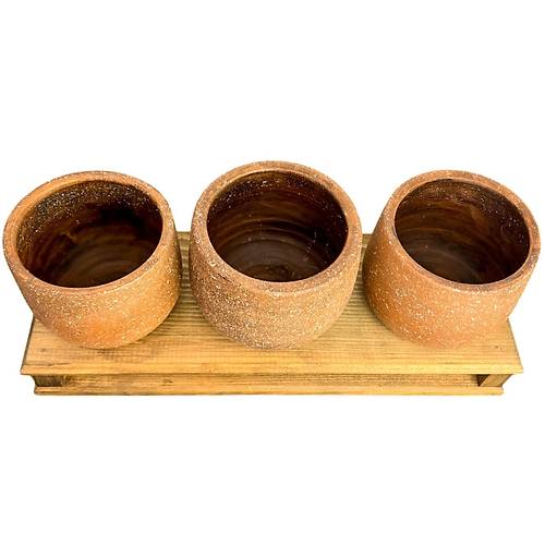 Bitki Tasar�m� Ev dekorasyon Aksesuar Kahverengi Granit Efektli D�z Toprak Saks� ��l� Ah�ap Tabanl� �i�eklik Saks� Saks�l�k