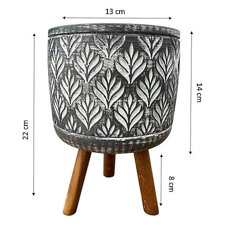 Bitki Tasar�m� Ev dekorasyon Antrasit Lotus Ayakl� Beton Saks� �i�eklik Saks�l�k