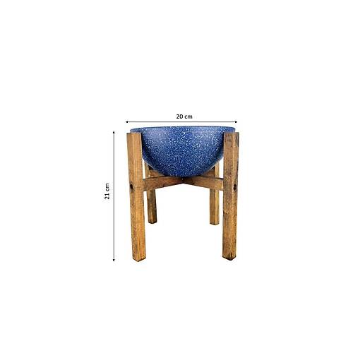 Bitki Tasarm Ev Dekorasyon Lacivert Granit Aranjman Sunumluk Toprak Saks 4 Ayakl 20 Cm ap