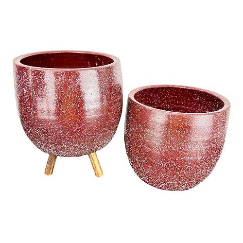 Bitki Tasarm Bordo Granit Toprak Saks Sakslk Salon ieklik kili Set Ayaksz - 3 Ayakl- 19 CM