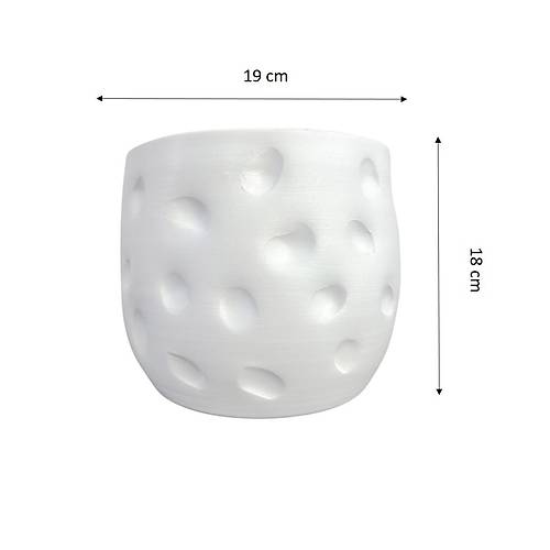 Bitki Tasar�m�  Beyaz Desenli Toprak Saks� Saks�l�k Salon �i�eklik - 19 CM