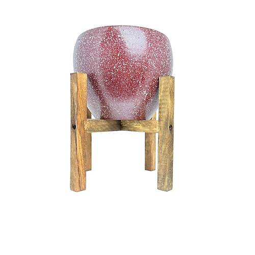 Bitki Tasarm Bordo Granit Toprak Saks Sakslk Salon ieklik 4 Ayakl - 15 CM
